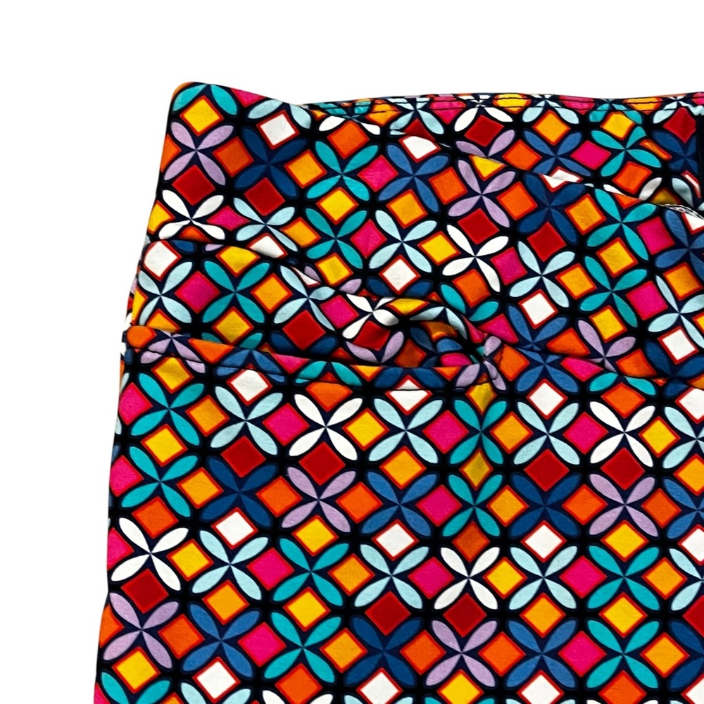 Lesley Evers Audrey Knit Pants Large Fioretta Colorful Geo Print Preppy Pockets - Picture 6 of 10